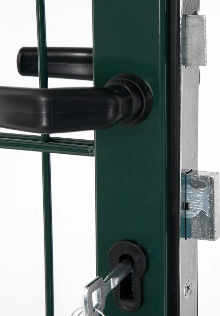 HOMCOM Gartentor Gartentür Zauntor Hoftür Aus Stahl Mit Griff Schloss Und Schlüsseln 97 X 170 Cm Grün 8 HOMCOM Gartentor Gartentür Zauntor Hoftür Aus Stahl Mit Griff Schloss Und Schlüsseln 97 X 170 Cm Grün – Bild 6