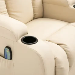 HOMCOM Massagesessel Fernsehsessel Relaxsessel TV Sessel Wärmefunktion Mit Fernbedienung Liegefunktion Und Getränkehaltern (creme) -Homcom 33d9ef1eab94aba8e45ec801aa7b0727