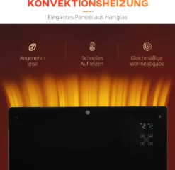 HOMCOM Heizlüfter Elektroheizung 1000/2000W Konvektor-Heizung Freistehend/ Wandmontage Mit Timer Leise Heizung Mit Fernbedienung Und LED-Display Kippschutz Für Raum 25 M² Schwarz 78 X 24 X 52cm -Homcom 351aa93dd8197de624162e97c4c7900b