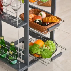 HOMCOM Küchenwagen Auf Rädern, Rollwagen Mit 2 Regalen, Servierwagen, Bastelwagen Mit Arbeitsplatte Und Gewürzregal, Rollregal Für Küche, Esszimmer, Kiefernholz, Grau, 47 X 37 X 83 Cm 22 HOMCOM Küchenwagen Auf Rädern, Rollwagen Mit 2 Regalen, Servierwagen, Bastelwagen Mit Arbeitsplatte Und Gewürzregal, Rollregal Für Küche, Esszimmer, Kiefernholz, Grau, 47 X 37 X 83 Cm -Homcom 36a2637d5fe3a5a66902595816644304