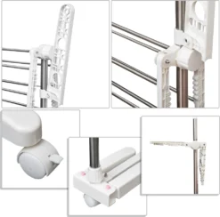 HOMCOM Mobiler Wäscheständer Wäschetrockner Kleiderständer 3 Ebenen Klappbar Rolle 80-142 X 55 X 152 Cm -Homcom 370ee4985c0b393145310d7707f46a56