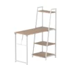 HOMCOM Schreibtisch Klappbar Mit 4 Tier Bücherregal, Computertisch, Bürotisch, E1 Spanplatte, Metallrahmen, Natur+Weiß, 106 X 48 X 128 Cm 1 HOMCOM Schreibtisch Klappbar Mit 4 Tier Bücherregal, Computertisch, Bürotisch, E1 Spanplatte, Metallrahmen, Natur+Weiß, 106 X 48 X 128 Cm -Homcom 3832e5e61b3b9ad1e492815383de5331