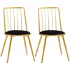 HOMCOM 2er Set Esszimmerstuhl Küchenstühle Polsterstühle Mit Metallrahmen Sitzbezug Aus Samt Vintage Stil Für Lounge Esszimmer Wohnzimmer Küche Schwarz+Gold 45 X 50 X 80 Cm