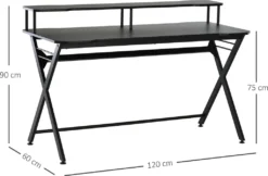 HOMCOM Gaming-Tisch Schreibtisch Mit Kopfhörerhaken Computertisch Stahl + MDF Schwarz 120 X 60 X 90 Cm 18 HOMCOM Gaming-Tisch Schreibtisch Mit Kopfhörerhaken Computertisch Stahl + MDF Schwarz 120 X 60 X 90 Cm -Homcom 3888c26d2b9bd14876ea648e2df68823