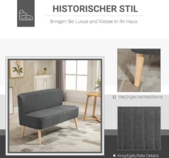 HOMCOM 2-Sitzer Stoffsofa Polstersofa Sitzmöbel Loungesofa Holz Schaumstoff Hellgrau 117 X 56,5 X 77 Cm -Homcom 38c8139e862c9450ee8f2d2fbdb7769d
