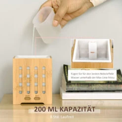 HOMCOM Aroma-Diffusor Mit Einem Gehäuse Aus Bambus 10,2 Cm X 10,2 Cm X 13 Cm -Homcom 39634191 5