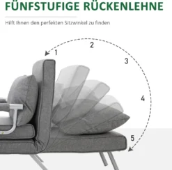 HOMCOM Schlafsofa Mit Armlehne 3-in-1 Schlafsessel Gästebett Klappmatratze Klappbett Chaiselongue Multifunktion Leinenartiges Polyester Grau 65 X 69 X 80 Cm -Homcom 3a4caf495a3ebd99126d7044a661750c