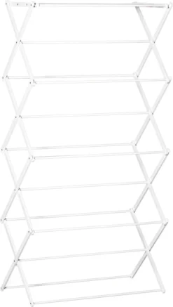 HOMCOM Wäscheständer Faltbar 8-stufiger Trockengestell Trockenständer Metall Kunststoff Weiß 74 X 35 X 144 Cm