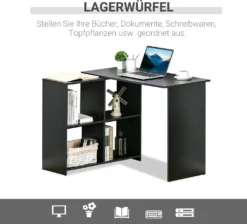 HOMCOM Eckschreibtisch Schreibtisch L-förmiger Schreibtisch Computertisch PC Laptop-Spieltisch Winkel Staufach Büro Schwarz 100 X 90 X 75 Cm 14 HOMCOM Eckschreibtisch Schreibtisch L-förmiger Schreibtisch Computertisch PC Laptop-Spieltisch Winkel Staufach Büro Schwarz 100 X 90 X 75 Cm -Homcom 3be4a70bba9f7a7064c2c3823f53c001