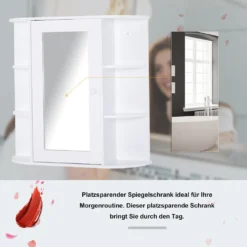HOMCOM Spiegelschrank Badezimmerregal Badeschrank Wandmontage 8 Fächer MDF Weiß 66 X 17 X 63 Cm -Homcom 3e7eb1462d73d0b9c285d2e447e30ab6