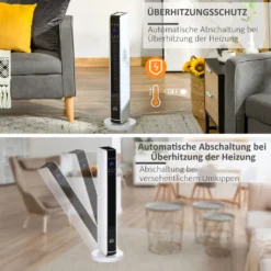 HOMCOM Heizgerät Heizlüfter 2200W Elektroheizer Keramik Heizturm Mit Fernbedienung 8-Stunden-Timer Oszillation Heizer Heizung ABS PA Weiß+Schwarz 21 X 21 X 73 Cm -Homcom 3ea84b8106628bf16cc02fba1f307b1d