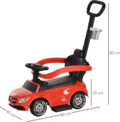 HOMCOM Rutschauto Rutscher Kinderauto Von Mercedes Benz Kinderfahrzeug Schub- Und Haltestange Mit Rückenlehne / Schutzbügel, Lauflernhilfe Für Babys 12-36 Monate (Rot) -Homcom 3eb4f42179ba98a67c2fa957e90d2541