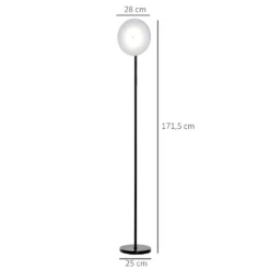 HOMCOM Stehlampe Mit LED Um 90 Grad Verstellbar Abnehmbarer Lichtmast Lampe Metall Acryl Schwarz Ø28 X 171,5 Cm -Homcom 3eff1a73fe2b9bb6ba3de139254176bc