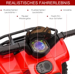 HOMCOM Mini Elektro-Quad Kinder Elektro ATV Kinderwagen Frontlicht Kinderfahrzeug Kindermotorrad Elektroquad Für 18-36 Monate Kinder Metall PP-Kunststoff Rot 70 X 42 X 45 Cm -Homcom 402692ded482dca28a2bf21796d16884