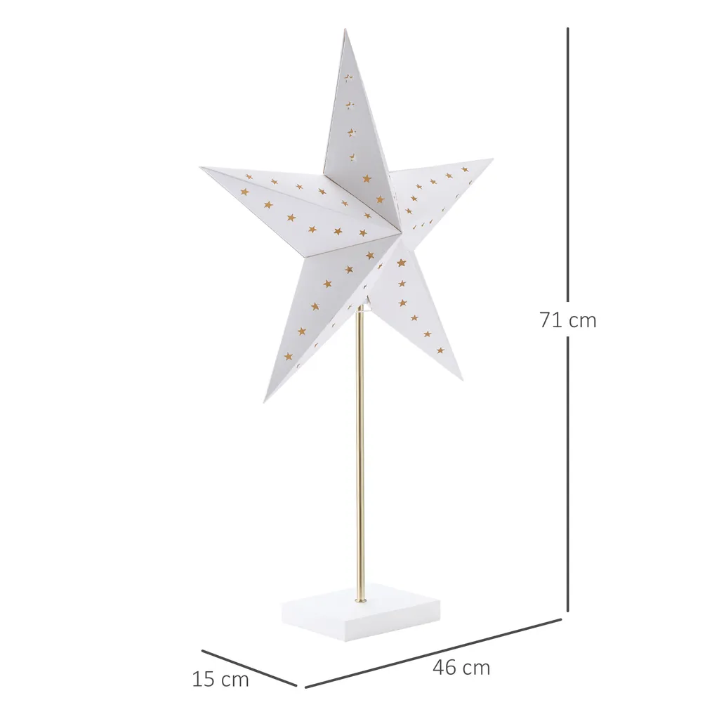 HOMCOM Tischlampe Stern Weihnachtsstern Lampe Papierstern Lampe Tischleuchte 5 Zacken 71 Cm Leuchtstern Weihnachtsdekoration Weiß+Gold 5 HOMCOM Tischlampe Stern Weihnachtsstern Lampe Papierstern Lampe Tischleuchte 5 Zacken 71 Cm Leuchtstern Weihnachtsdekoration Weiß+Gold – Bild 3
