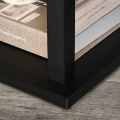 HOMCOM 2-in-1 Stehleuchte Stehlampe Beistelltisch Mit 3 Regalen Innenbeleuchtung E27 Bis 40W Für Wohn-/Schlafzimmer Schwarz+Weiß 44,5 X 44,5 X 144,5 Cm -Homcom 4389cbc8cd98eed9b4a221d8e40c53e4