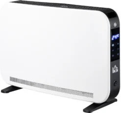 HOMCOM Heizgerät Heizlüfter 2180 W Elektroheizer LED-Licht Mit 3 Stufen Warm 24-Stunden-Timer Heizer Heizung Wärme Stahl Kunststoff Weiß 60 X 18,5 X 39,5 Cm