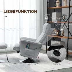 HOMCOM Massagesessel Mit Fußhocker, Relaxsessel Mit Liegefunktion, Elektrischer Fernsehsessel Mit Fernbedienung, Liegesessel Mit Leinenoptik, Stahl, Hellgrau 15 HOMCOM Massagesessel Mit Fußhocker, Relaxsessel Mit Liegefunktion, Elektrischer Fernsehsessel Mit Fernbedienung, Liegesessel Mit Leinenoptik, Stahl, Hellgrau -Homcom 43f350b9f27d7f35dffd41fa09354d74