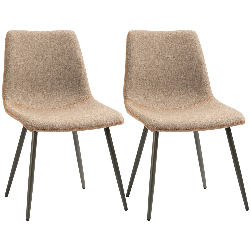 HOMCOM 2er Set Esszimmerstühle Küchenstuhl Essstühle Wohnzimmerstühle Polsterstühle Armlos Ergonomisch Im Skandi-Design Bezug Aus Leinen Stahl Hellbraun 47,5 X 55,5 X 77,5 Cm 3 HOMCOM 2er Set Esszimmerstühle Küchenstuhl Essstühle Wohnzimmerstühle Polsterstühle Armlos Ergonomisch Im Skandi-Design Bezug Aus Leinen Stahl Hellbraun 47,5 X 55,5 X 77,5 Cm