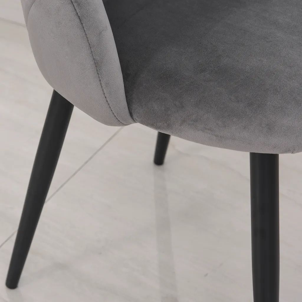 HOMCOM Esszimmerstühle 2er Set Küchenstuhl Wohnzimmerstuhl Bürostuhl Mit Rückenlehne Samt Metall Grau 50 X 54 X 79 Cm 10 HOMCOM Esszimmerstühle 2er Set Küchenstuhl Wohnzimmerstuhl Bürostuhl Mit Rückenlehne Samt Metall Grau 50 X 54 X 79 Cm – Bild 8