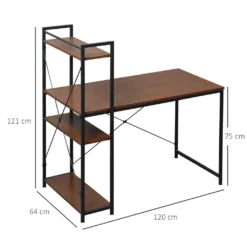 HOMCOM Schreibtisch Computertisch Arbeitstisch Bürotisch Mit Regal Schwarz 120x64x121cm -Homcom 458cc1c0b7e2c89ec6dde23807b88a14