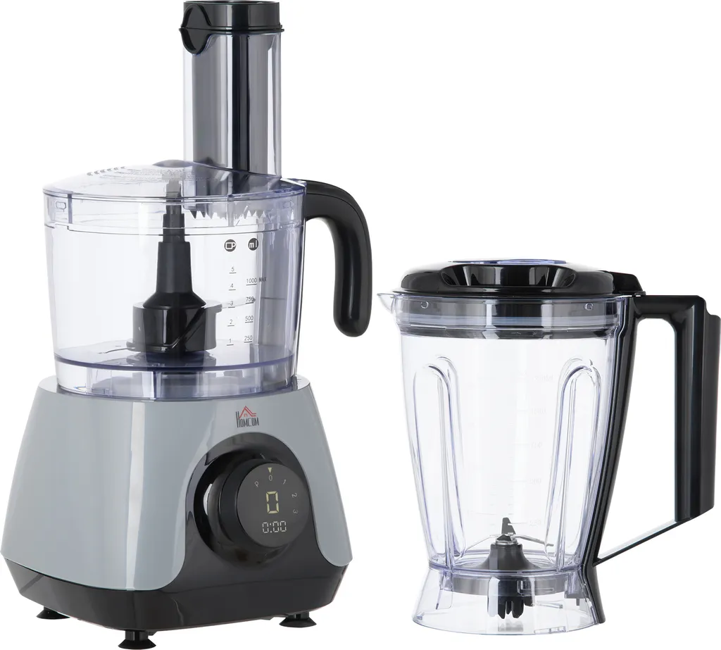 HOMCOM Küchenmaschine Mit 1L Schlüssel 1,25L Mixbehälter 4-Blatt-Messer Zum Schneiden, Zerkleinern, Verquirlen, Hacken, Mahlen, Mixen Und Mischen 3 Geschwindigkeitsstufen 650W 5 HOMCOM Küchenmaschine Mit 1L Schlüssel 1,25L Mixbehälter 4-Blatt-Messer Zum Schneiden, Zerkleinern, Verquirlen, Hacken, Mahlen, Mixen Und Mischen 3 Geschwindigkeitsstufen 650W – Bild 3