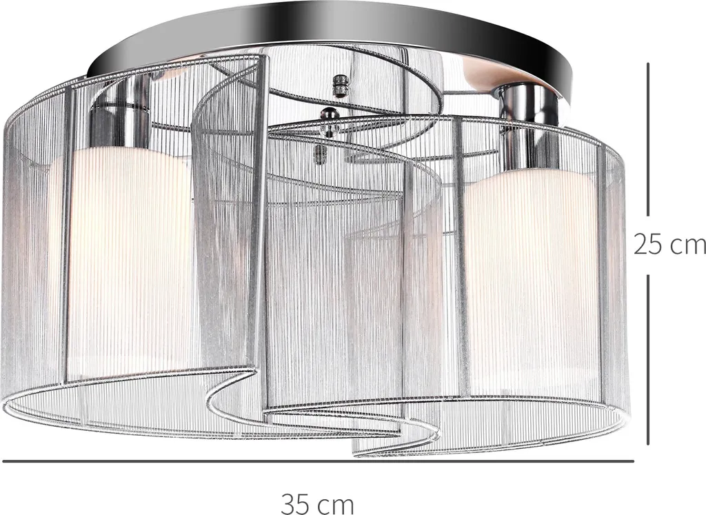 HOMCOM Deckenleuchte Deckenlampe 50W Modernes Design Leuchtmittel E27 Sockel Ideal Für Schlafzimmer Wohnzimmer Küchen Flur Stark Leuchtkraft Cremeweiß Ø35x25 Cm 7 HOMCOM Deckenleuchte Deckenlampe 50W Modernes Design Leuchtmittel E27 Sockel Ideal Für Schlafzimmer Wohnzimmer Küchen Flur Stark Leuchtkraft Cremeweiß Ø35x25 Cm – Bild 5