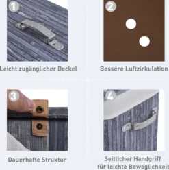 HOMCOM Wäschekorb Wäschebox Wäschesammler Mit Deckel Segeltuchsack Waschbarem Wäschesack Mit Griffen Segeltuch + Bambus Grau100L 52 X 32 X 63 Cm 15 HOMCOM Wäschekorb Wäschebox Wäschesammler Mit Deckel Segeltuchsack Waschbarem Wäschesack Mit Griffen Segeltuch + Bambus Grau100L 52 X 32 X 63 Cm -Homcom 47312d114c9f079417ea180ac32ab0a1