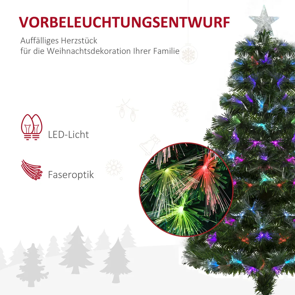 HOMCOM Weihnachtsbaum 1,2 M Christbaum Kunsttanne 130 Zweige Metallfuß PVC Mehrfarbige Lichteffekte Ø66 X 120H Cm 7 HOMCOM Weihnachtsbaum 1,2 M Christbaum Kunsttanne 130 Zweige Metallfuß PVC Mehrfarbige Lichteffekte Ø66 X 120H Cm – Bild 5