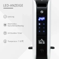 HOMCOM Heizgerät Heizlüfter 2180 W Elektroheizer LED-Licht Mit 3 Stufen Warm 24-Stunden-Timer Heizer Heizung Wärme Stahl Kunststoff Weiß 60 X 18,5 X 39,5 Cm -Homcom 499c7bd99c3cbddfcf2a6321ef7feae1