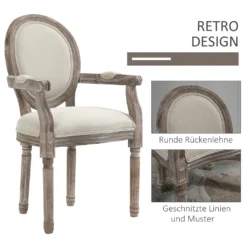 HOMCOM Esszimmerstuhl Retro-Design Küchenstuhl Mit Armlehnen Polsterstuhl Für Wohnzimmer Gummiholz Cremeweiß+ Helle Holzfarbe 56 X 55,5 X 96 Cm 15 HOMCOM Esszimmerstuhl Retro-Design Küchenstuhl Mit Armlehnen Polsterstuhl Für Wohnzimmer Gummiholz Cremeweiß+ Helle Holzfarbe 56 X 55,5 X 96 Cm -Homcom 4a4e2c586da4b0f541cb3555dd5b0886