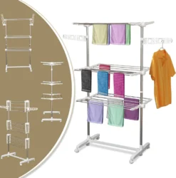 HOMCOM Mobiler Wäscheständer Wäschetrockner Kleiderständer 3 Ebenen Klappbar Rolle 80-142 X 55 X 152 Cm -Homcom 4ab4ecc6606d7b0e1fb3d84190e65fea