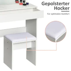 HOMCOM Schminktisch Kosmetiktisch Mit LED Spiegel Schublade 3 Ablagefächern Weiß 70 X 40 X 160 Cm -Homcom 4ae4013e864eba3465b4434b7a0b1b57