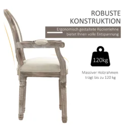 HOMCOM Esszimmerstuhl Retro-Design Küchenstuhl Mit Armlehnen Polsterstuhl Für Wohnzimmer Gummiholz Cremeweiß+ Helle Holzfarbe 56 X 55,5 X 96 Cm 16 HOMCOM Esszimmerstuhl Retro-Design Küchenstuhl Mit Armlehnen Polsterstuhl Für Wohnzimmer Gummiholz Cremeweiß+ Helle Holzfarbe 56 X 55,5 X 96 Cm -Homcom 4ae8b54603d16cd33ae3f045f7cfb82a