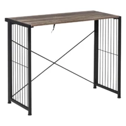 HOMCOM Schreibtisch Computertisch Bürotisch Home-Office Tisch Klappbar Mit E1 Spanplatte Metallrahmen Industriedesign Rustikales Braun+ Schwarz 90 X 45 X 74 Cm