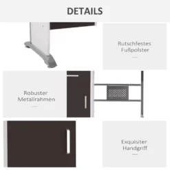 HOMCOM Computertisch Winkelschreibtisch Mit Schubladen Schreibtisch Bürotisch Anti-Rutsch Metall MDF Schwarznuss+Silber 100 X 52 X 75 Cm -Homcom 4b20391963b9b4f76f698f99d9130abc