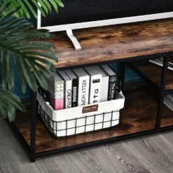 HOMCOM TV Schrank Lowboard TV-Regal Im Industrie-Design 3-stufig Spanplatte Natur 120 X B40 X H45 Cm -Homcom 4bba552507540a3176a801405b598617