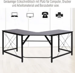 HOMCOM Computertisch Schreibtisch L-Form Eckschreibtisch Winkelschreibtisch MDF Schwarz 150 X 150 X 76 Cm 16 HOMCOM Computertisch Schreibtisch L-Form Eckschreibtisch Winkelschreibtisch MDF Schwarz 150 X 150 X 76 Cm -Homcom 4bf3a9ac505dfa7882ef585bea3c87e0