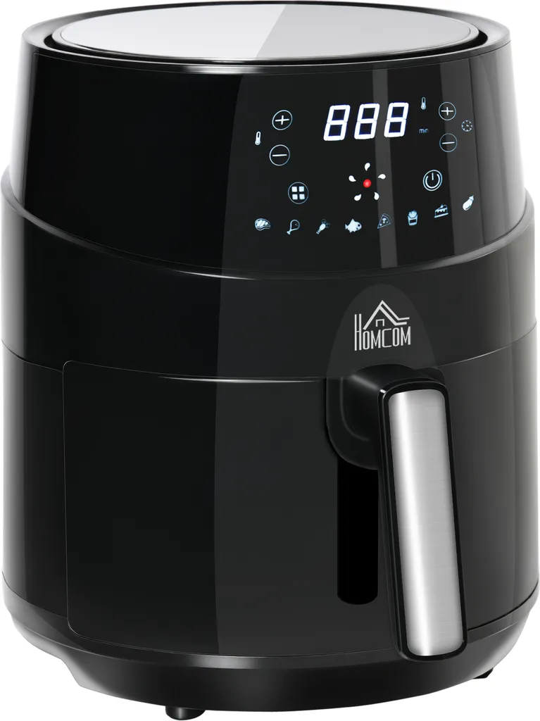 HOMCOM Heißluftfritteuse 4,5 L 1500W Mit 8 Menüs LED-Display Antihaftbeschichteter Fritterkorb Für Gesundes ölfreies Fettarmes Kochen Schwarz 28 X 35,1 X 33 Cm 3 HOMCOM Heißluftfritteuse 4,5 L 1500W Mit 8 Menüs LED-Display Antihaftbeschichteter Fritterkorb Für Gesundes ölfreies Fettarmes Kochen Schwarz 28 X 35,1 X 33 Cm