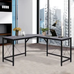 HOMCOM Computertisch Schreibtisch L-Form Eckschreibtisch Winkelschreibtisch MDF Schwarz 150 X 150 X 76 Cm 13 HOMCOM Computertisch Schreibtisch L-Form Eckschreibtisch Winkelschreibtisch MDF Schwarz 150 X 150 X 76 Cm -Homcom 4cca5984abe672c6fe08b4df6d93e84f