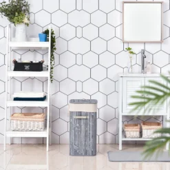 HOMCOM Wäschekorb, Wäschebox, Wäschesammler Mit Deckel, Segeltuchsack, Waschbarem Wäschesack, Mit Griffen, Bambus , Faltbar, 72L, Grau, 40 X 30 X 60 Cm -Homcom 4e1c4fc94913c0ff28e4c158b1ad01fe