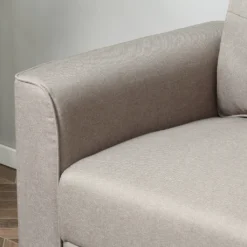 HOMCOM Doppelsofa 2-Sitzer Sofa Loveseat Stoffsofa Mittelalterlicher Stil Wohnzimmer Schlafzimmer Leinen-Touch Gummiholz Beige 202 X 72 X 91 Cm -Homcom 4eb81f1b1c5aae104326b8fffcd112a0