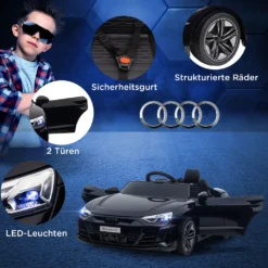 HOMCOM Kinder Elektroauto, Kinderauto Mit 2,4G Ferbedienung, Kinderfahrzeug Mit Hupe & Musik & Scheinwerfer, Elektrofahrzeuge Für Kinder Ab 3 Jahre, Schwarz -Homcom 4ed16e91a7f5d30bf113f56488315781