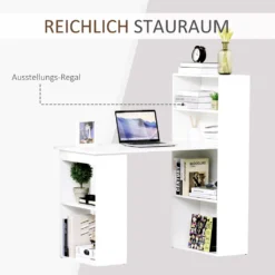 HOMCOM Schreibtisch Küchentisch Mit Regal Computertisch Arbeitstisch Laptoptisch Büroregal Weiß 120 X 55 X 120 Cm -Homcom 4ee623dd8cfc88cb7d73dd8d8ceda8f7