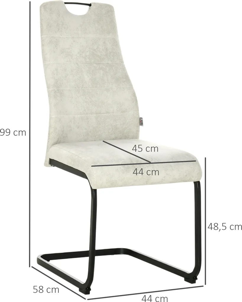 HOMCOM 4er Set Freischwinger Esszimmerstühle Stuhl Küchenstühle Mit Griffmulde Und Metallgestell Schwingstühle Für Esszimmer Modernes Design Polyester Stahl Beige 44 X 58 X 99 Cm 4 HOMCOM 4er Set Freischwinger Esszimmerstühle Stuhl Küchenstühle Mit Griffmulde Und Metallgestell Schwingstühle Für Esszimmer Modernes Design Polyester Stahl Beige 44 X 58 X 99 Cm – Bild 2