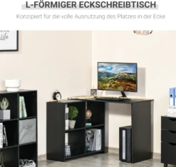 HOMCOM Eckschreibtisch Schreibtisch L-förmiger Schreibtisch Computertisch PC Laptop-Spieltisch Winkel Staufach Büro Schwarz 100 X 90 X 75 Cm 13 HOMCOM Eckschreibtisch Schreibtisch L-förmiger Schreibtisch Computertisch PC Laptop-Spieltisch Winkel Staufach Büro Schwarz 100 X 90 X 75 Cm -Homcom 5235d56eb46f09192b933c9288c944d9