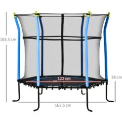 HOMCOM 5,3FT Trampolin Für Kinder Gartentrampolin Mit Sicherheitsnetz Randabdeckung Gummiseil Gepolstert Fitness-Trampolin Mini-Trampoline Mit Netz Stahl Blau 163,5H Cm Bis 60 Kg 9 HOMCOM 5,3FT Trampolin Für Kinder Gartentrampolin Mit Sicherheitsnetz Randabdeckung Gummiseil Gepolstert Fitness-Trampolin Mini-Trampoline Mit Netz Stahl Blau 163,5H Cm Bis 60 Kg -Homcom 53831324 3