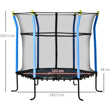 HOMCOM 5,3FT Trampolin Für Kinder Gartentrampolin Mit Sicherheitsnetz Randabdeckung Gummiseil Gepolstert Fitness-Trampolin Mini-Trampoline Mit Netz Stahl Blau 163,5H Cm Bis 60 Kg 5 HOMCOM 5,3FT Trampolin Für Kinder Gartentrampolin Mit Sicherheitsnetz Randabdeckung Gummiseil Gepolstert Fitness-Trampolin Mini-Trampoline Mit Netz Stahl Blau 163,5H Cm Bis 60 Kg – Bild 3