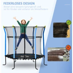 HOMCOM 5,3FT Trampolin Für Kinder Gartentrampolin Mit Sicherheitsnetz Randabdeckung Gummiseil Gepolstert Fitness-Trampolin Mini-Trampoline Mit Netz Stahl Blau 163,5H Cm Bis 60 Kg 10 HOMCOM 5,3FT Trampolin Für Kinder Gartentrampolin Mit Sicherheitsnetz Randabdeckung Gummiseil Gepolstert Fitness-Trampolin Mini-Trampoline Mit Netz Stahl Blau 163,5H Cm Bis 60 Kg -Homcom 53831324 4
