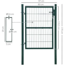 HOMCOM Gartentor Aus Stahl 97 X 170 Cm 9 HOMCOM Gartentor Aus Stahl 97 X 170 Cm -Homcom 53831352 3